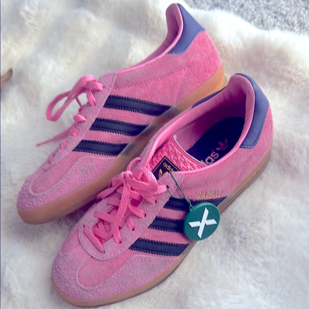 Adidas Gazelle Pink and Black Sneakers with Retro Design